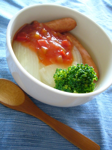 新玉ねぎのスープ煮☆サルサソース添えの写真