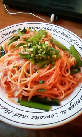 豚と小松菜の味噌味パスタ
