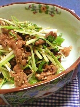 牛肉の甘辛炒め☆水菜和え