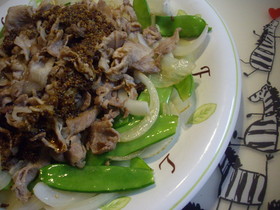 豚肉☆大葉にんにく醤油マスタードソース