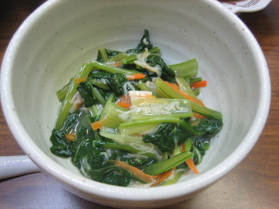 小松菜と帆立のスープ煮の写真