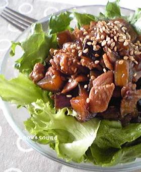 茄子と豚肉のおかずサラダ
