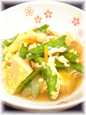 さやえんどうと高野豆腐のたまごとじ♪