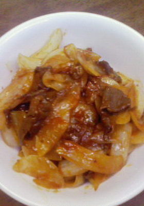牛肉と新玉ねぎのケチャップ炒め