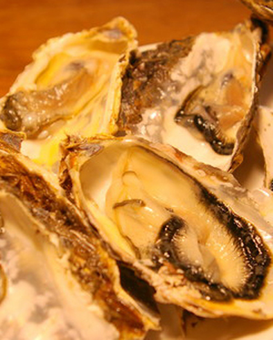 北海道厚岸町の生牡蠣（かき）蒸しの写真