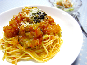 ナスのトマトソースパスタ