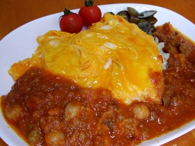 ピラフで作るオムライス