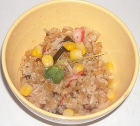 赤貝の缶詰&油揚げ&昆布の炊き込みご飯