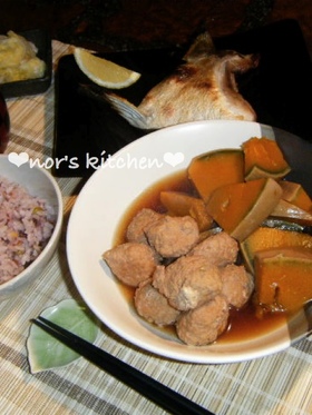 ほく❤ふわ❤つくねとかぼちゃの煮物