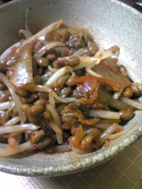 納豆もやしキムチ炒めるだけ☆