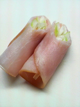 お弁当のスキマに★ハムねぎ巻き♪