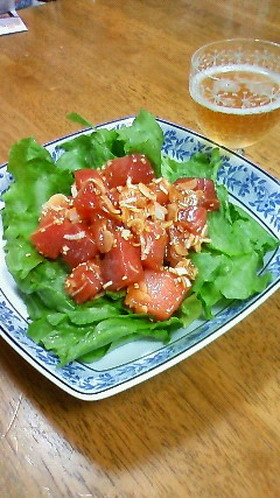 簡単☆まぐろのぶつ切りの中華風☆