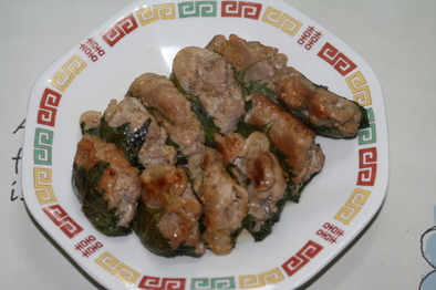 豚肉の大葉包み焼き(味噌味)の写真
