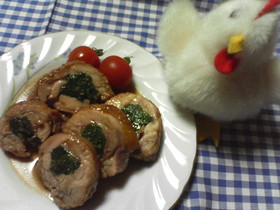 鶏もも肉のほうれん草巻き