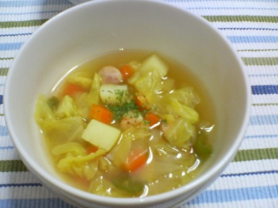コロコロ野菜のカレー風味スープの写真