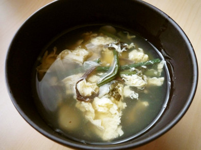 『山菜のかき玉スープ』の写真