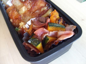 ベーコン☆カボチャ 炒めてお弁当♪