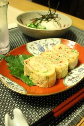 お弁当に☆三つ葉と桜えびの卵焼き