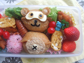 簡単!キャラ弁 たぬきおいなりさん弁当