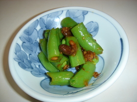 マクロビ スナップえんどうひしお味噌和え