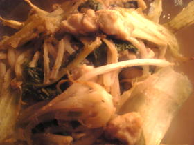 鯵としろ菜ともやしの生姜炒め