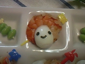 ☆キャラ弁♪海老とうずらのアフロちゃん☆