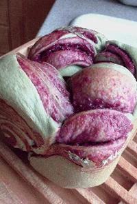 ＨＢで～抹茶＆紫芋折込パン