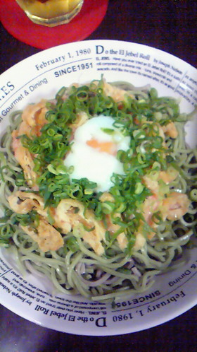 夏にピッタリ☆明太とろろの冷やし蕎麦