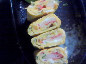 かにかまちゃんで玉子焼き☆