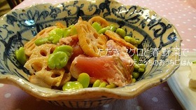たたきマグロと春野菜で