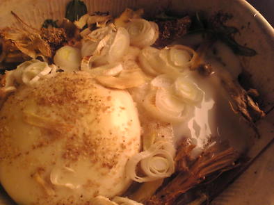 水菜と山芋と豆腐と卵と生姜のオーブン焼きの写真
