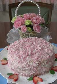母の日に♪ピンクのケーキ♡