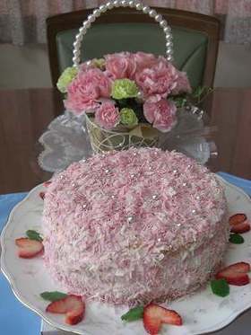 母の日に♪ピンクのケーキ♡