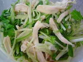 ☆レンジで蒸し鶏と水菜の柚子胡椒和え☆