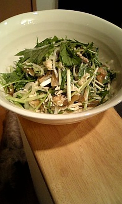 大根とザーサイとねぎと水菜のサラダの写真
