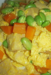 高野豆腐と枝豆の卵とじ