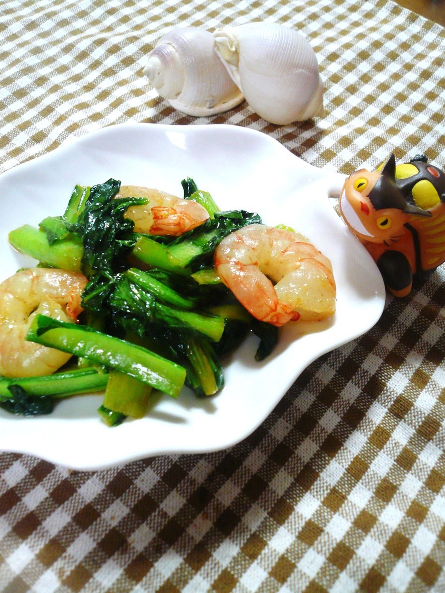 小松菜と海老のオイマヨ炒めっ酢☆の画像