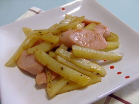 簡単!ソーセージ入りじゃがいも炒め
