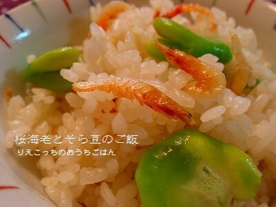 桜海老とそら豆のご飯の写真