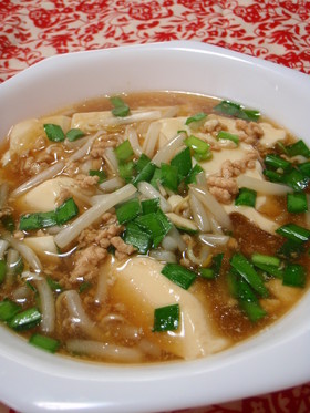 ☆鶏そぼろ餡かけ温豆腐♪スプーンで☆