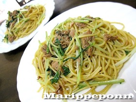 ツナ缶と水菜の和風パスタ