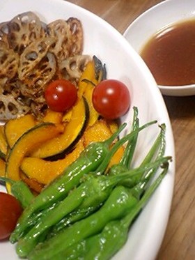 れんこん&かぼちゃ&しし唐素揚げ☆