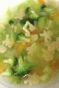 型抜きパスタ入り野菜スープ