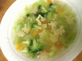 型抜きパスタ入り野菜スープの画像