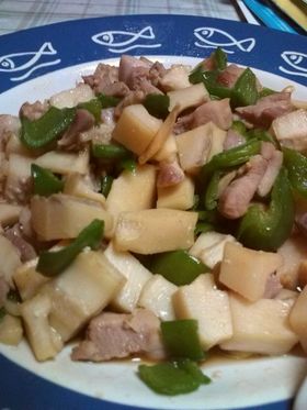 竹の子(筍)と鶏肉とピーマンの炒め物