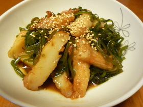 ♡☆焼肉のたれで♪切り昆布とさつま揚炒め