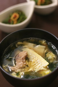 昭和懐かし祖母の味、鯖水煮缶と筍の味噌汁