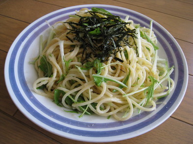 シャキシャキ水菜の明太子スパゲティの写真