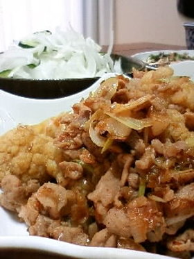 カリフラワー下湯でいらず、簡単炒め