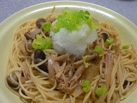 ツナとキノコの和風おろしスパ